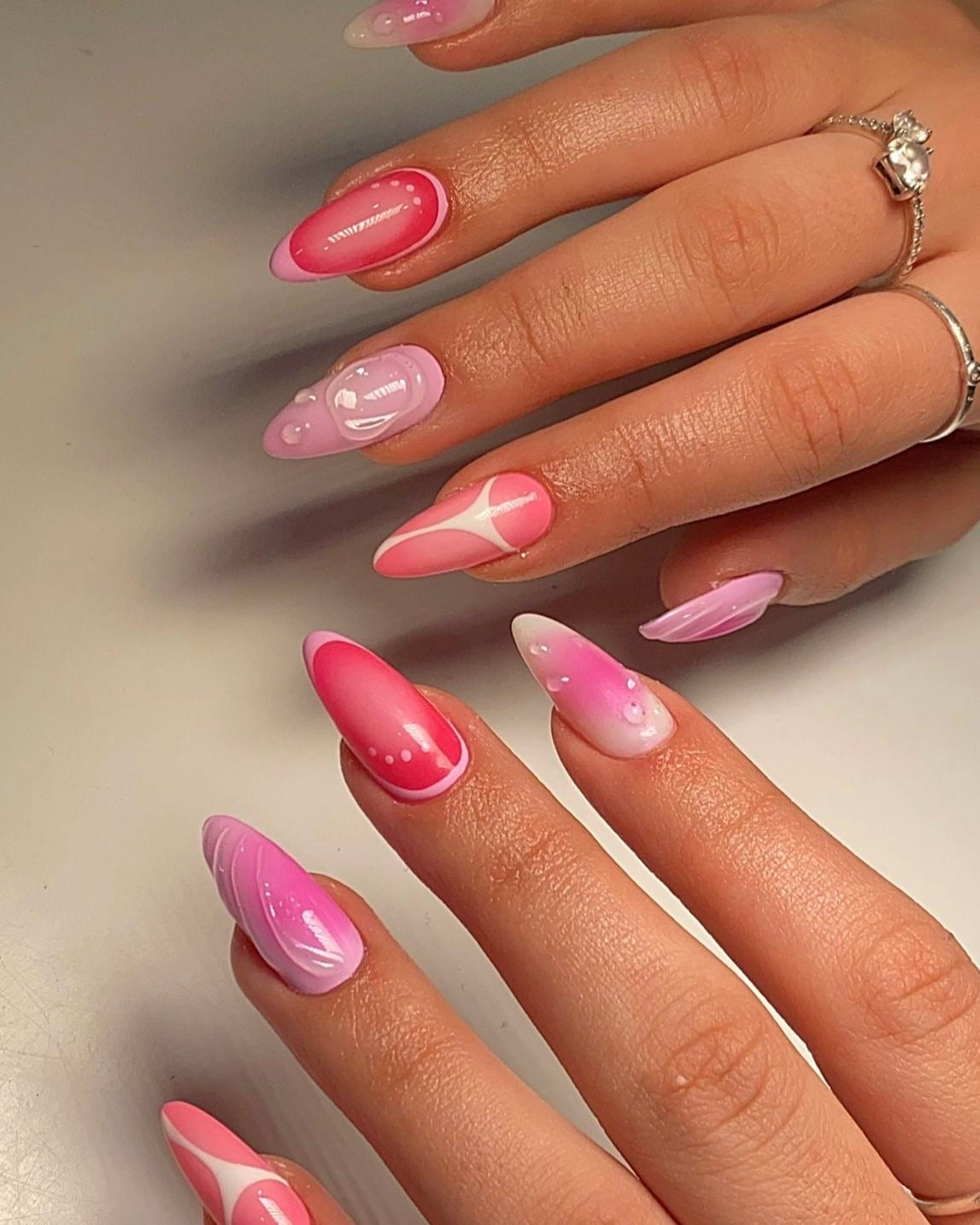Pink summer nails - Handmade Press Ons