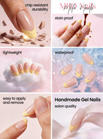 Ivory flower cateye nails - Handmade Press Ons