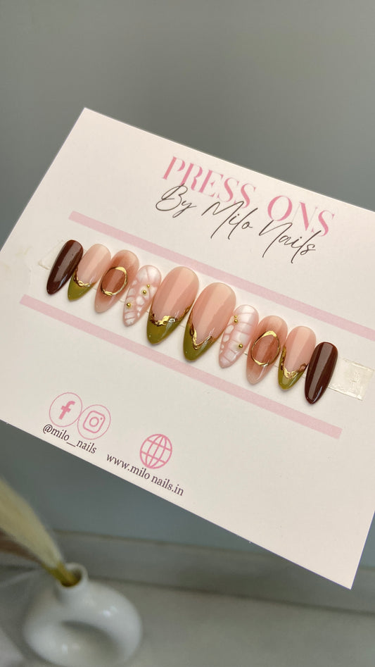 Sage green brown nails