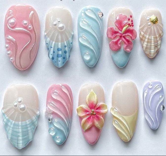 summer 3D flower nails