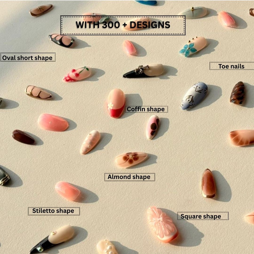 Yellow printed nails