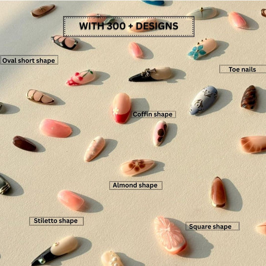 Yellow printed nails