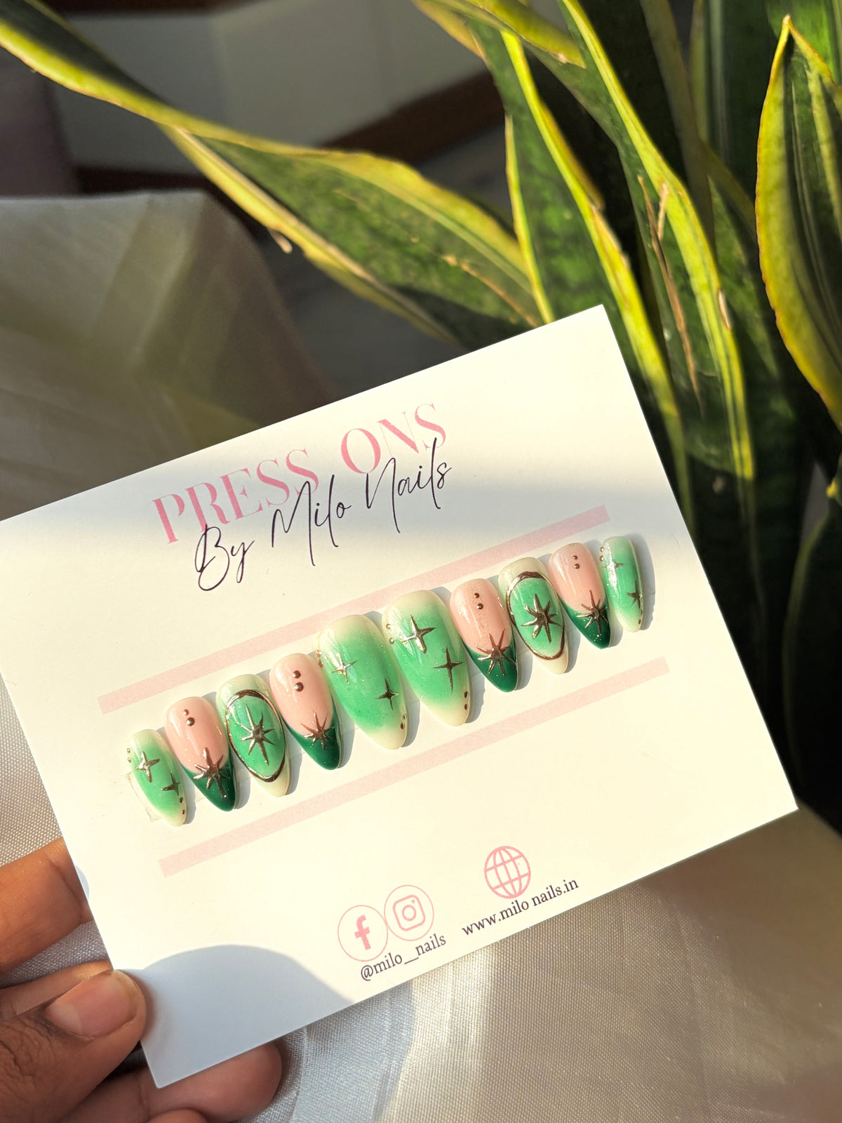 Green aura chrome nails