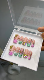 Sage green studded nails