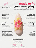 Ivory flower cateye nails - Handmade Press Ons