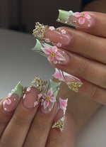 Sage green studded nails