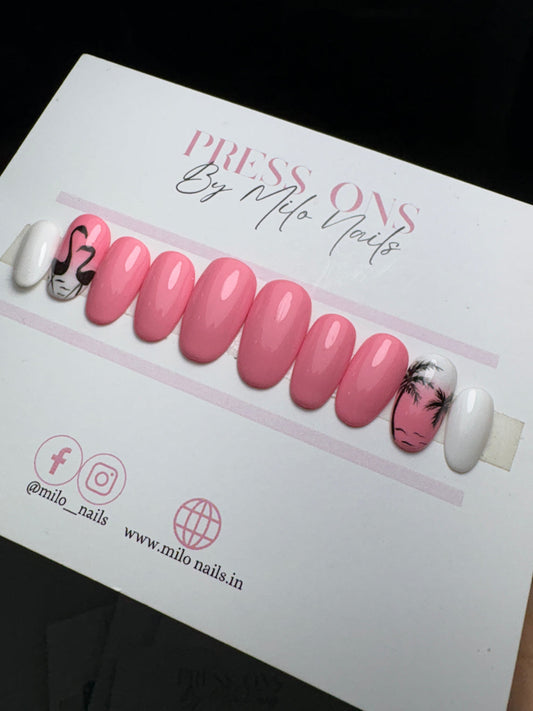 Swan and coconut tree nails