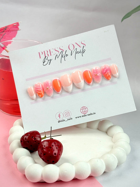 Summer 3-d peachy nails