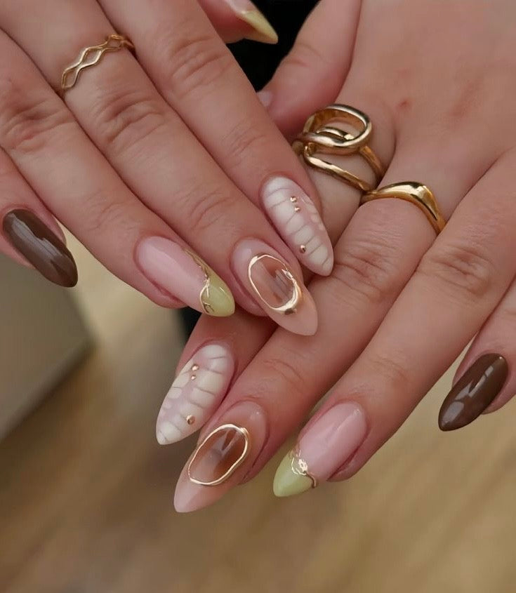 Sage green brown nails