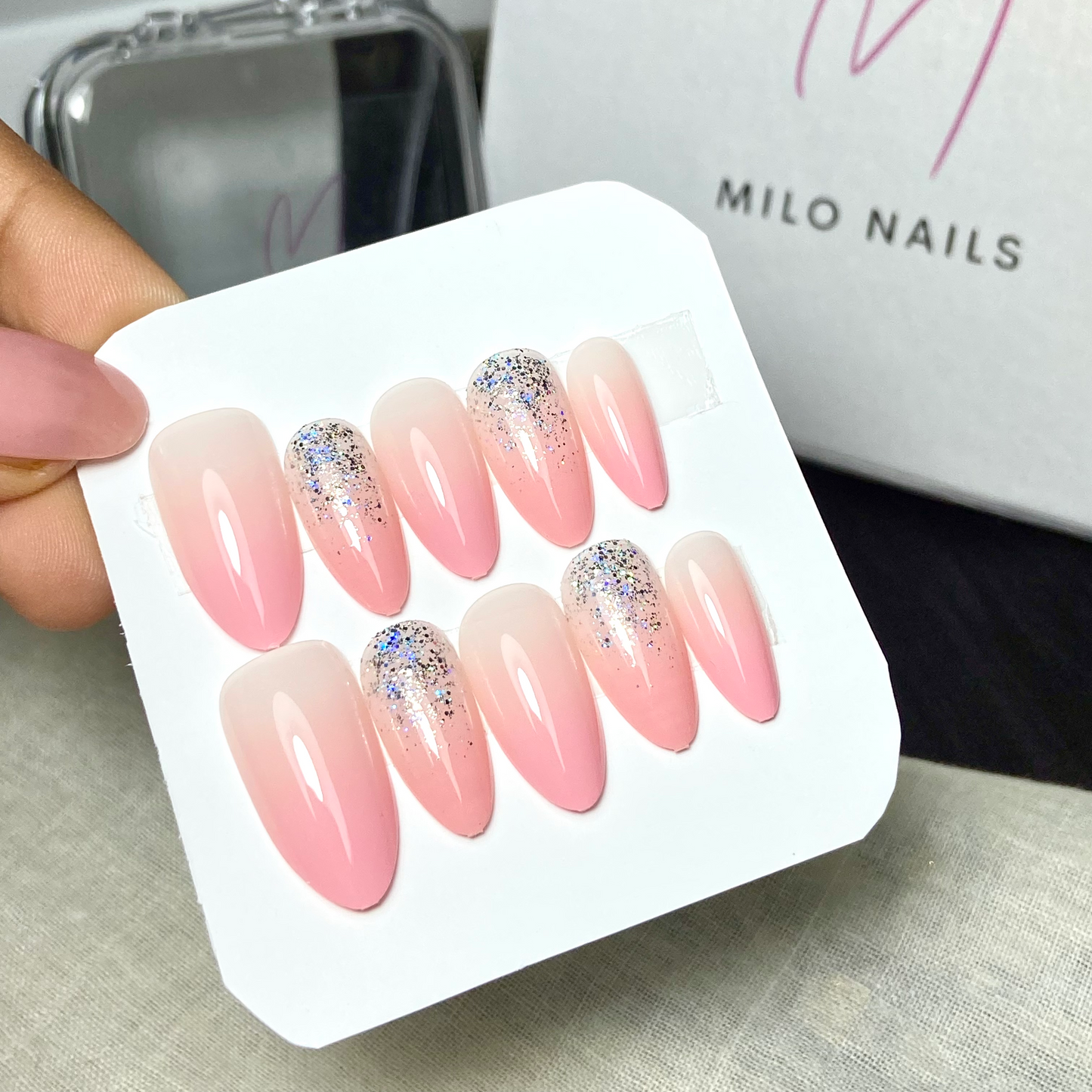 Pink ombre with glitter (24pcs)