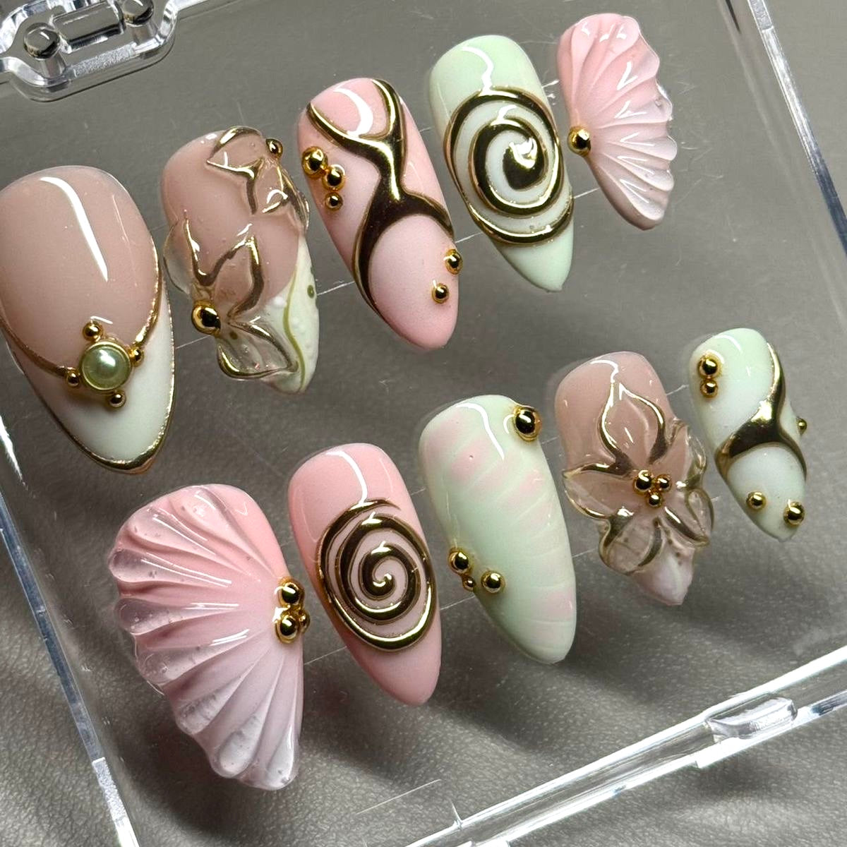 Pink chrome summer nails