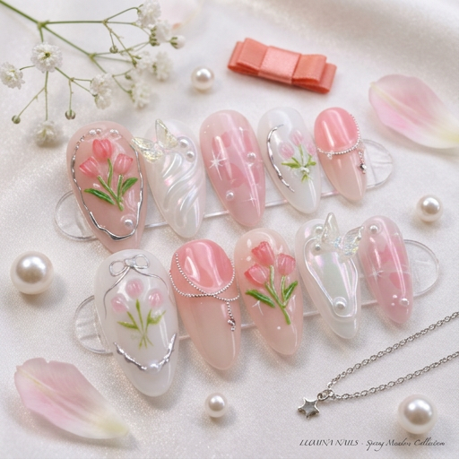 Rose bouquet 3-d set - Handmade Press Ons