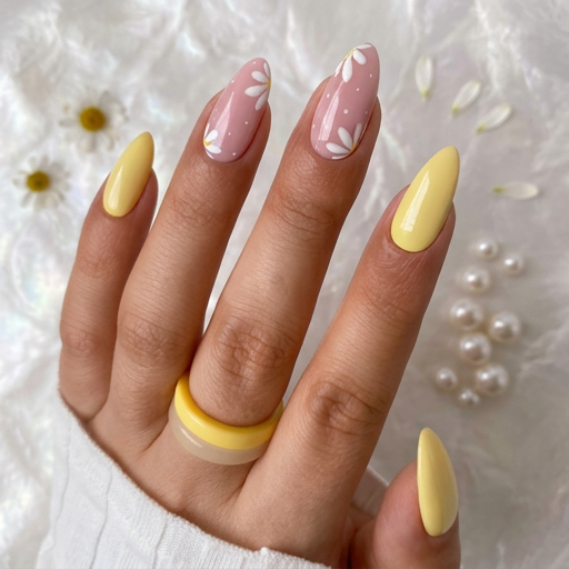 yellow flower nails