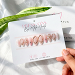 pink 3d flower with chrome - Handmade Press Ons