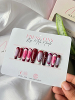 maroon dewdrops - Handmade Press Ons