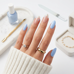 Light blue flower nails - Handmade Press Ons