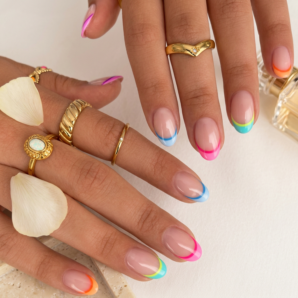Multi-colour double tips - Handmade Press Ons