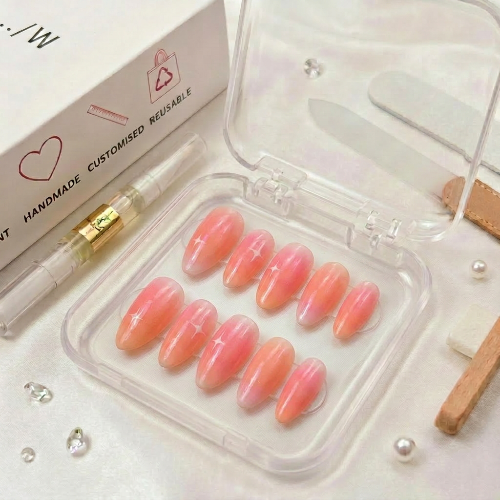 Double shaded aura nails - Handmade Press Ons