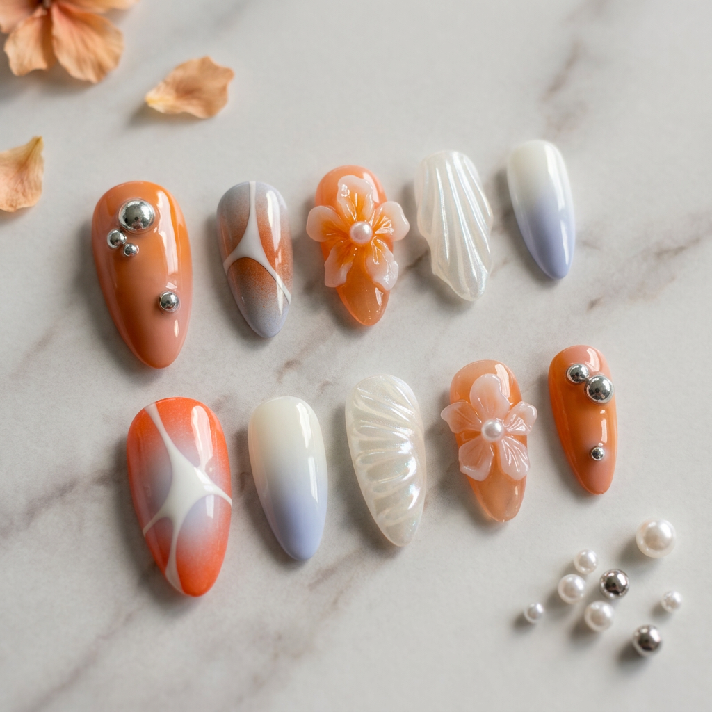 Y2K orange nails