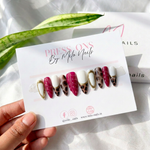 Maroon 3-d nails - Handmade Press Ons