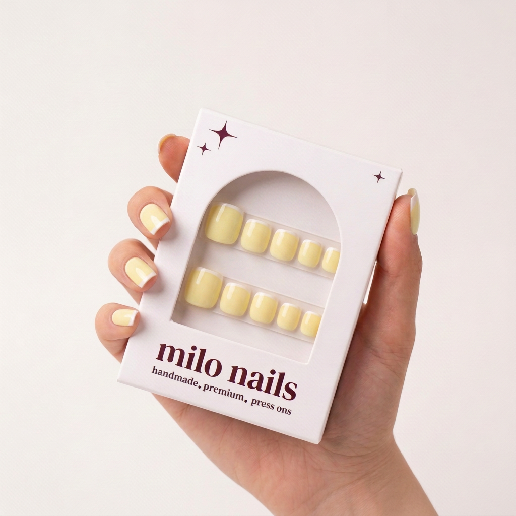 Butter yellowhandmade Toe nails (12 pieces)