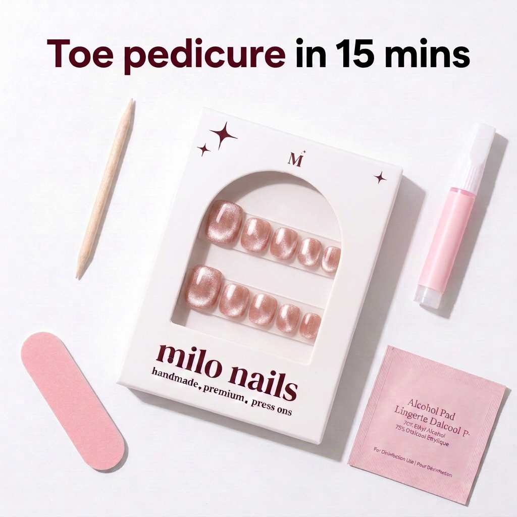Nude cateye solid handmade Toe nails ( 12 pieces)