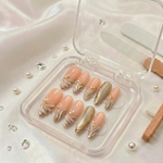 Grey Cat eye embossed nails - Handmade Press Ons