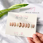 Pink flower cateye nails - Handmade Press Ons