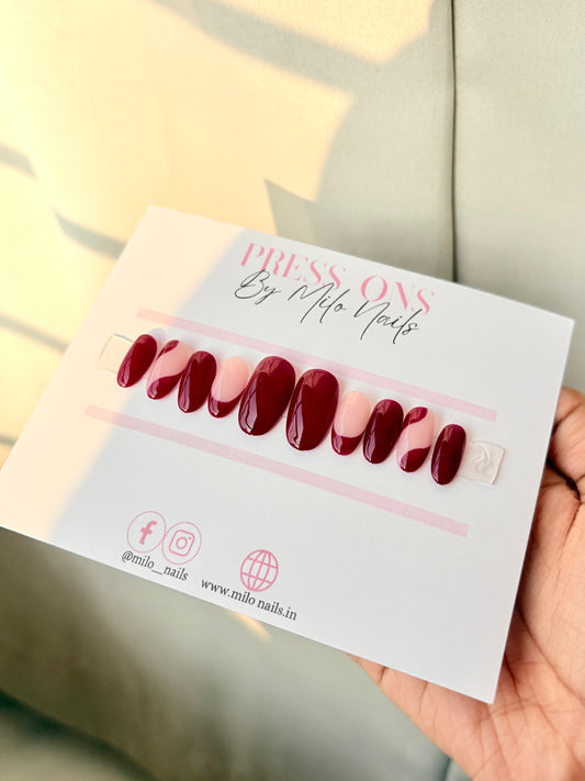 Maroon minimal nails