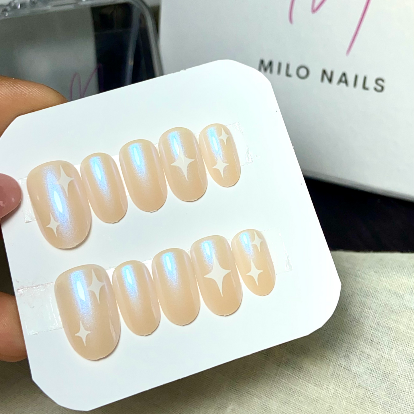 Chrome nails with stars (24pcs)