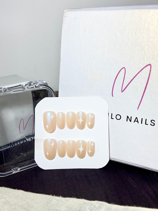 Chrome nails with stars (24pcs)