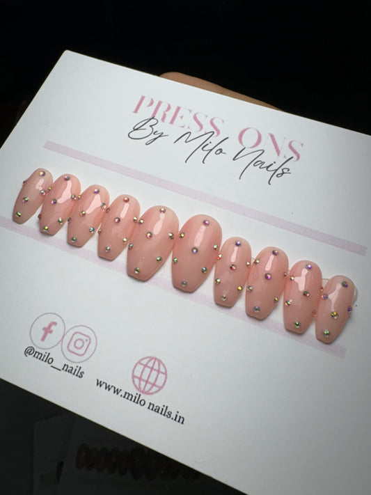 Coffin rhinestone nails