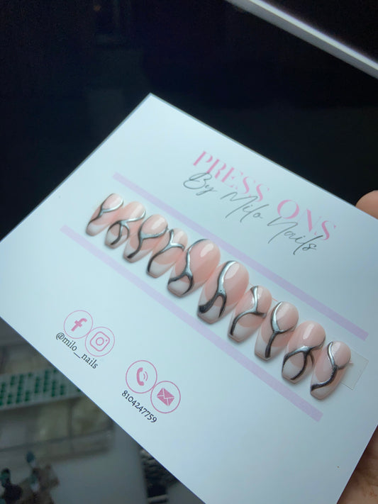 Silver metallic swirls