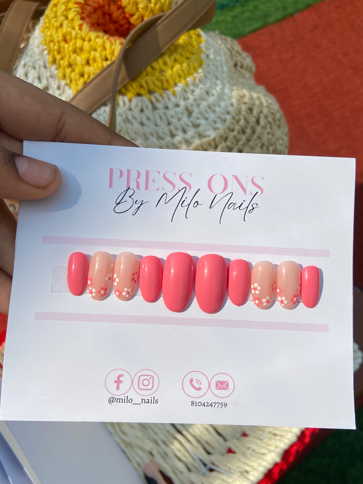 Pink flower nails
