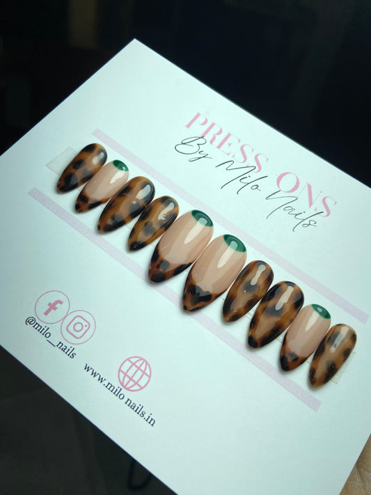 Cheetah print with french nails