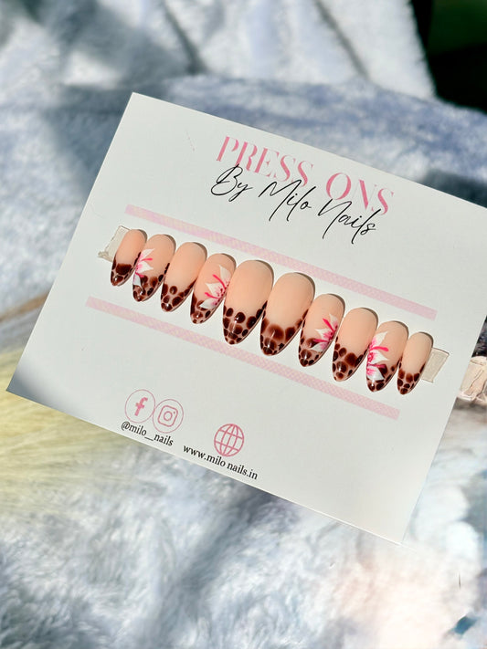 Printed french with flower nails