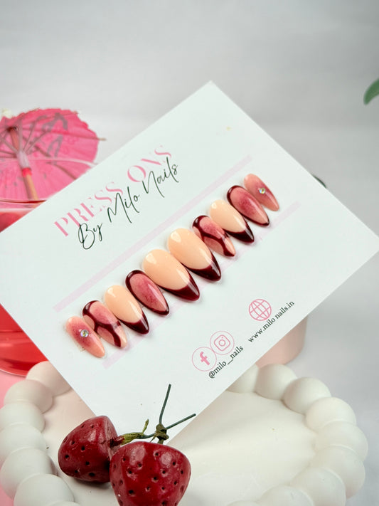 Maroon gel aura nail