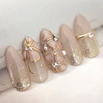 Ivory chrome & flower nails
