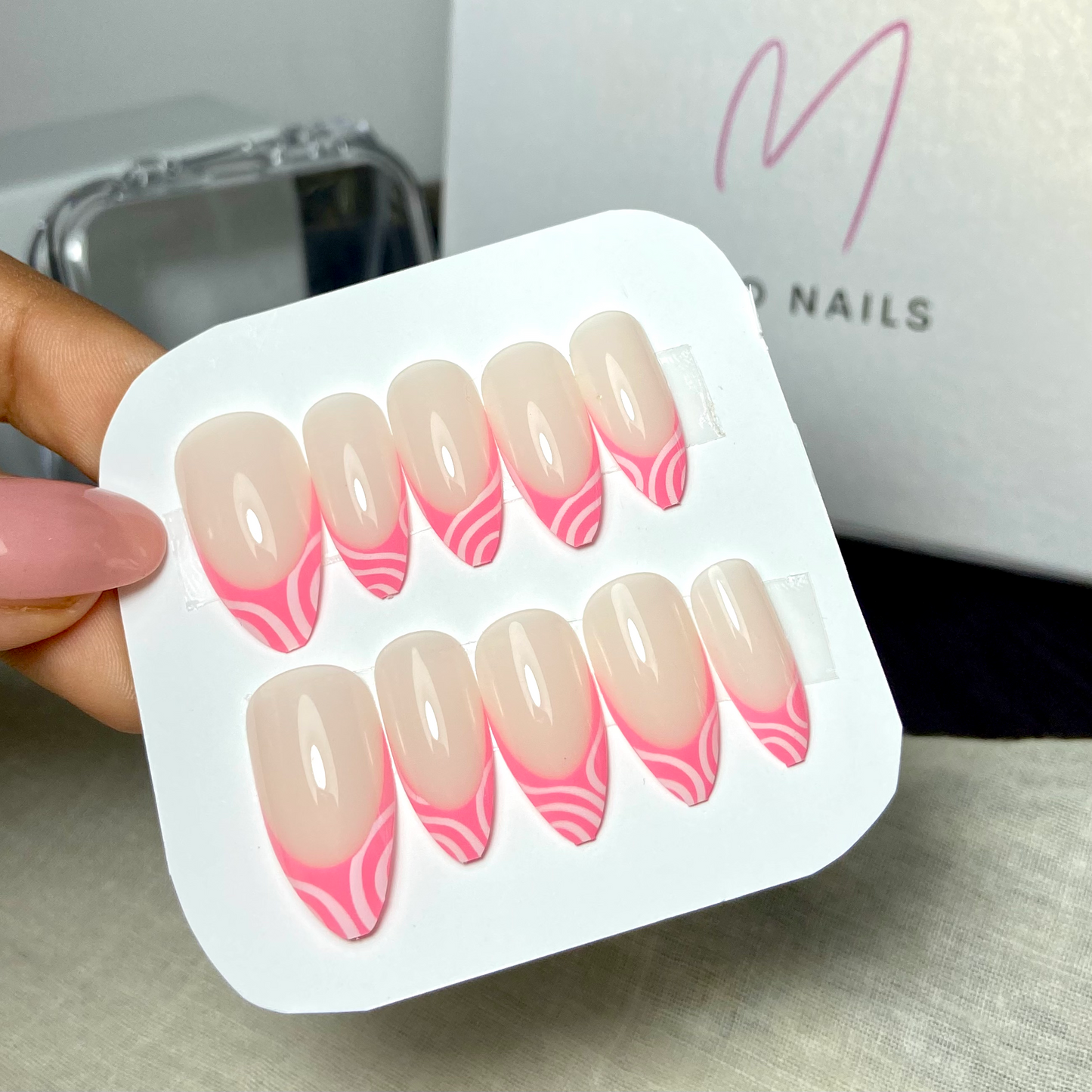 Pink - white french nails (24pcs)