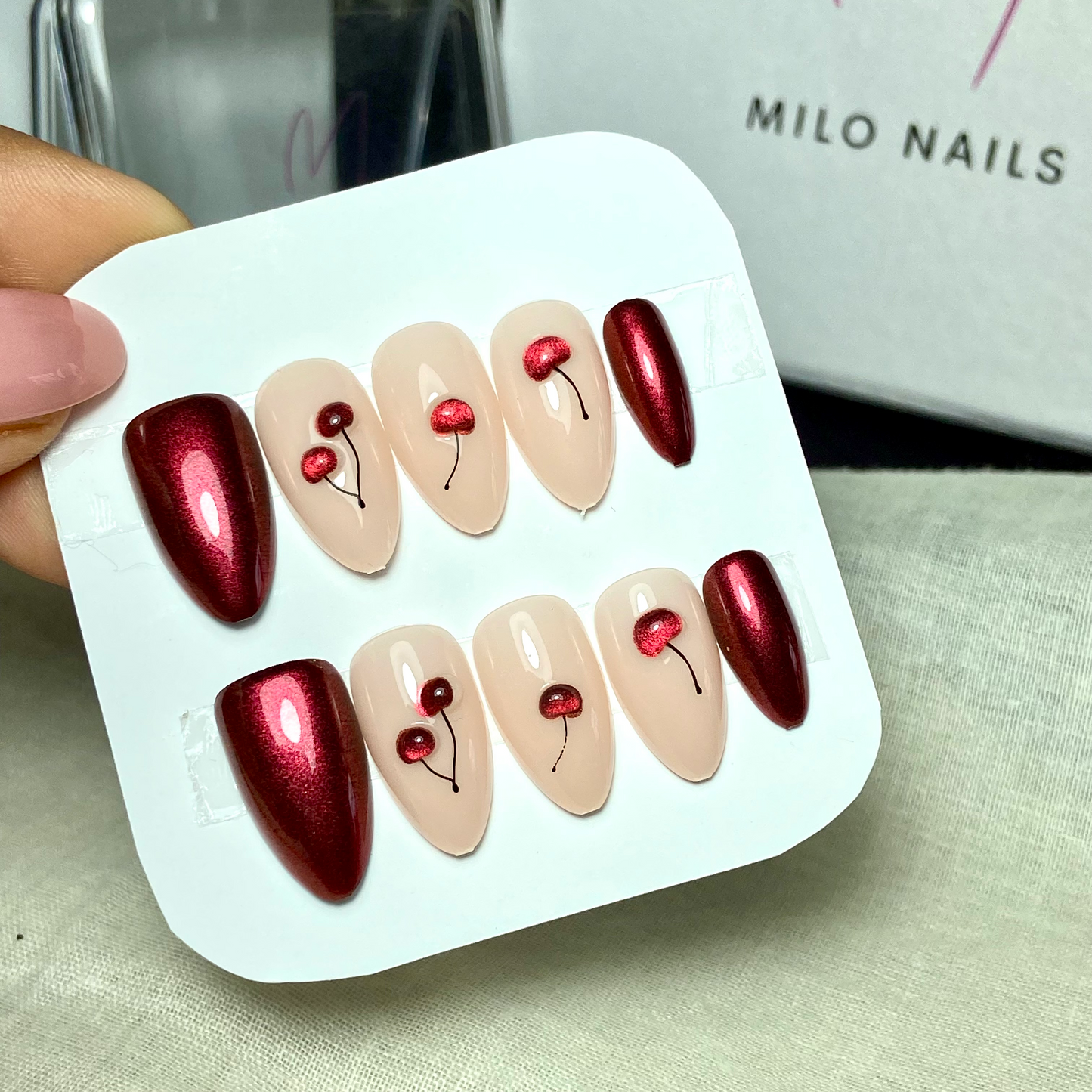 3-d cherry nails (24pcs)