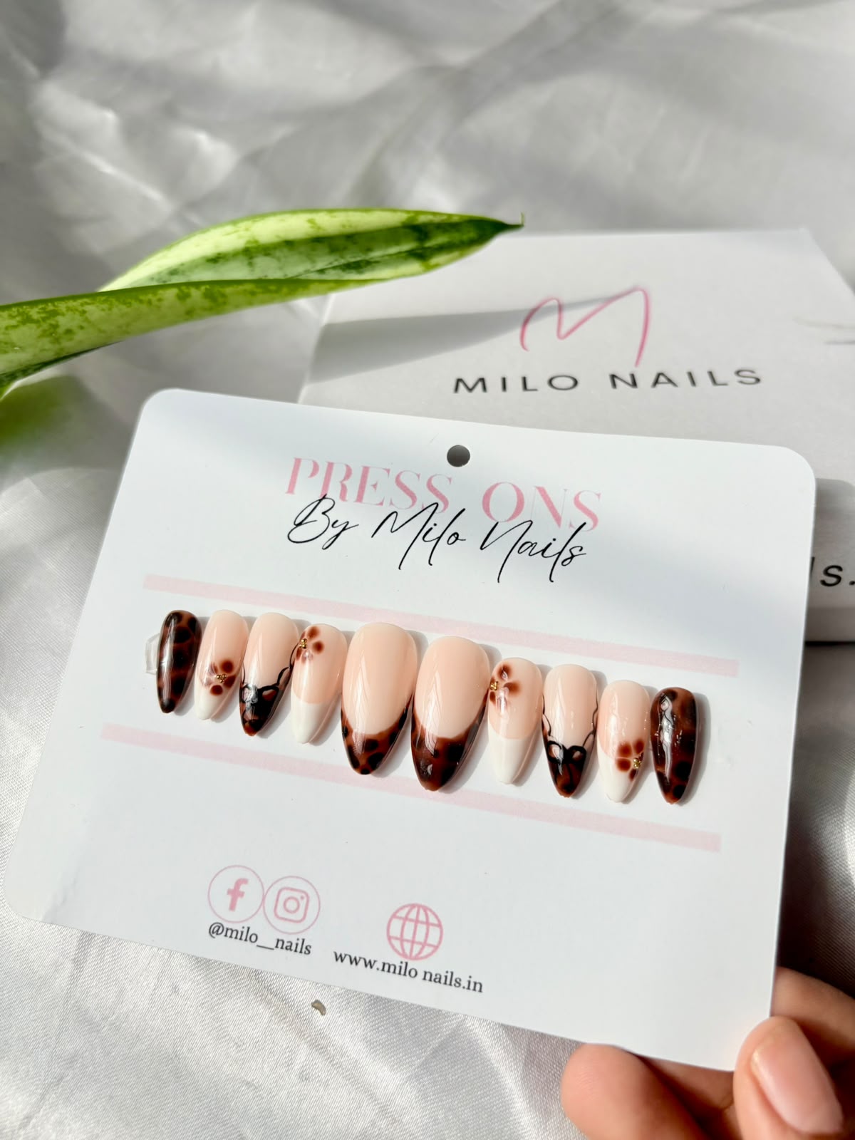Printed french with flower nails - Handmade Press Ons