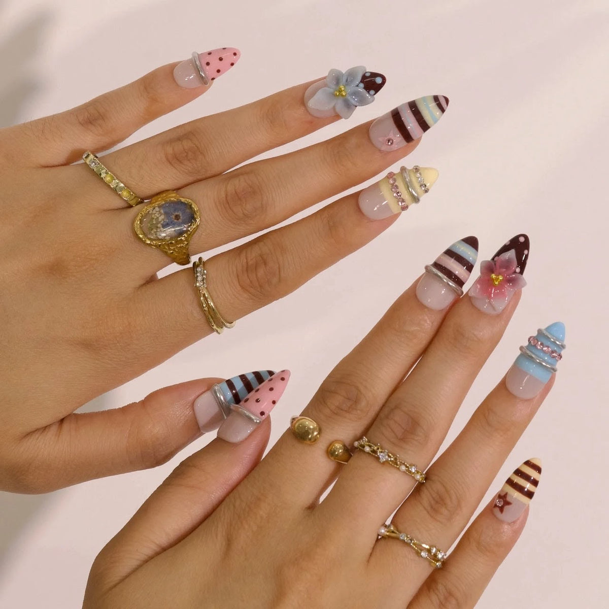 Mosaic Grid- Handmade Press Ons