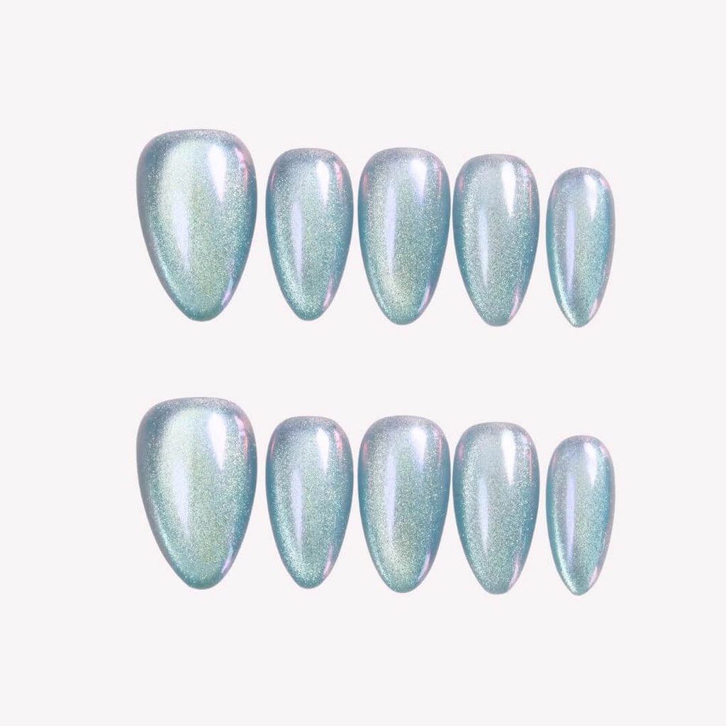 Blue cateye -Handmade Press Ons