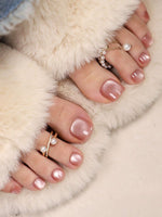 Nude cateye solid handmade Toe nails ( 12 pieces)