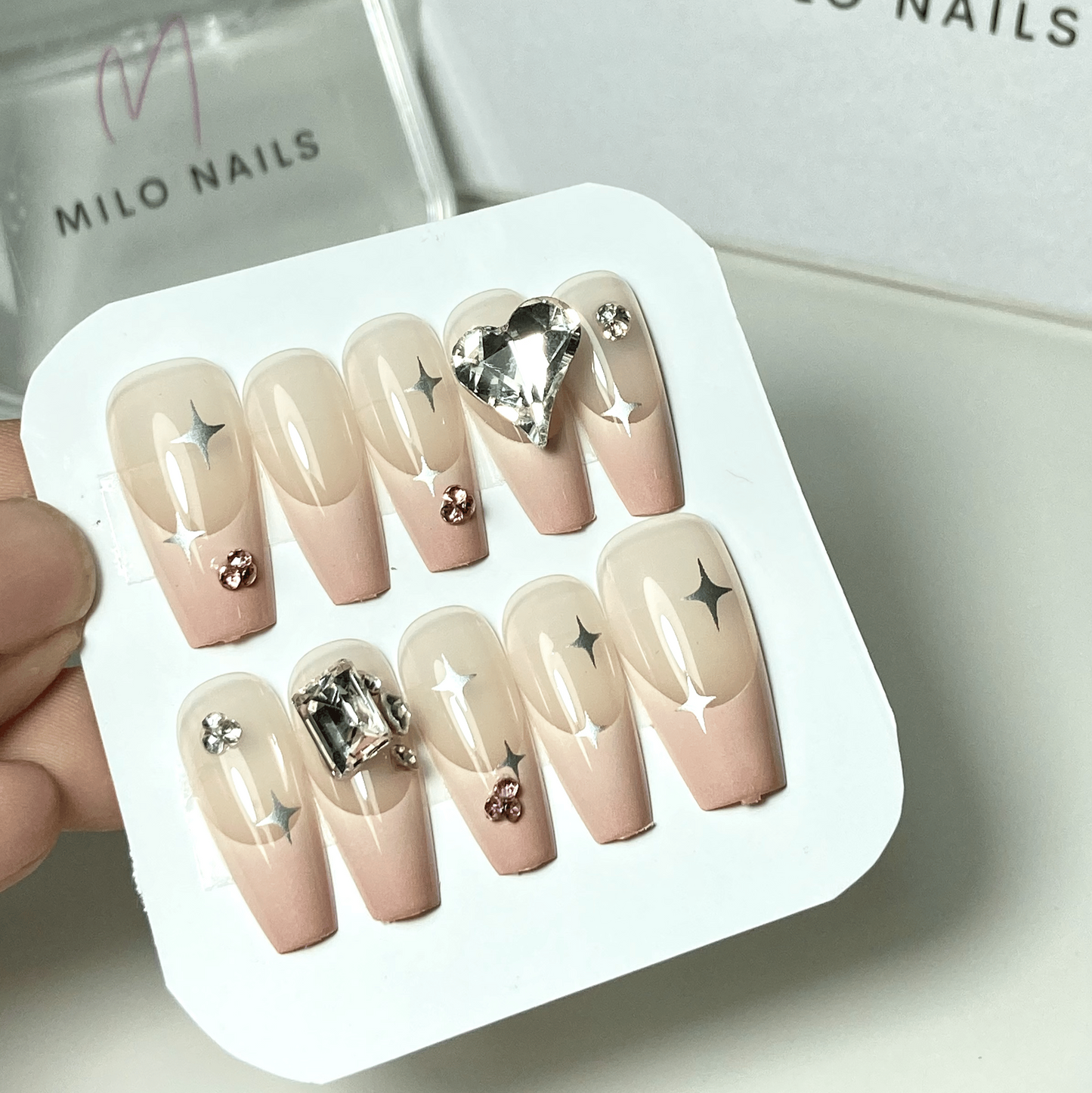 French pink ombre nails (24pcs)