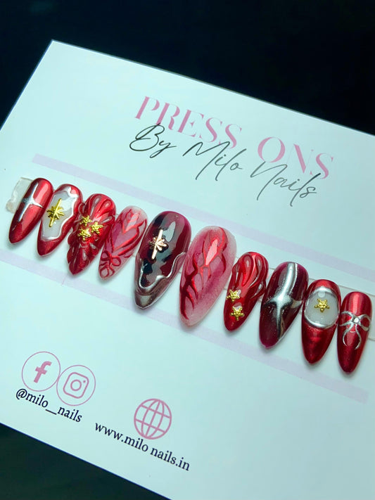Red metallic nails