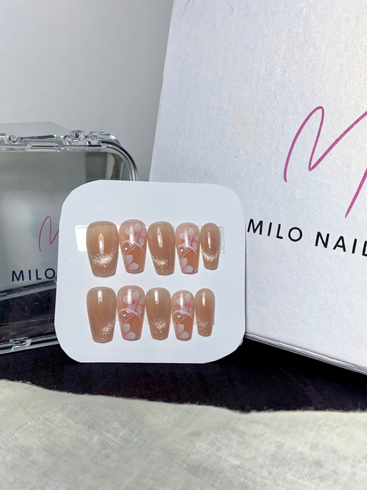 Cat eye flower nails (24pcs)