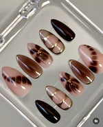 Brown greek metallic nails