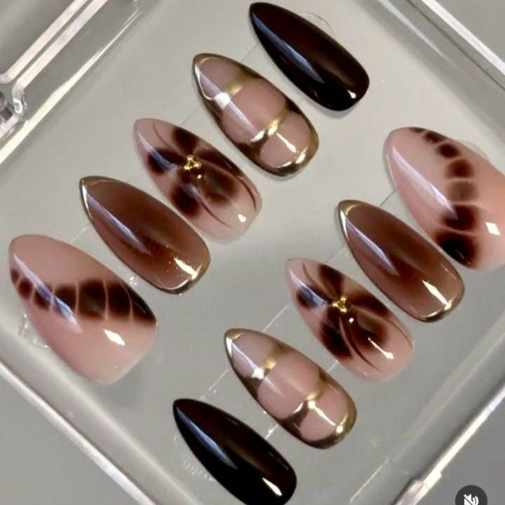 Brown greek metallic nails