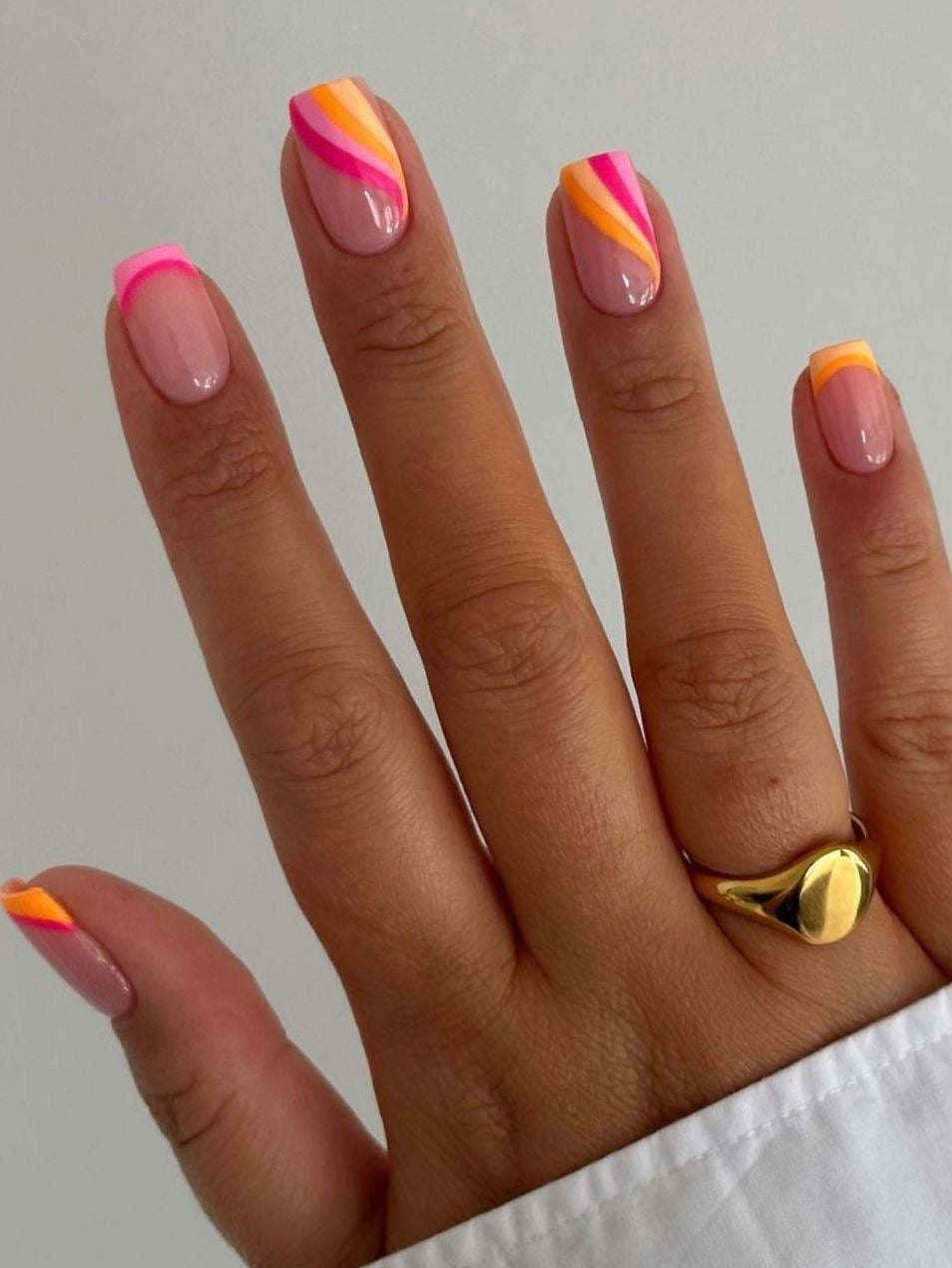 Pink orange nails